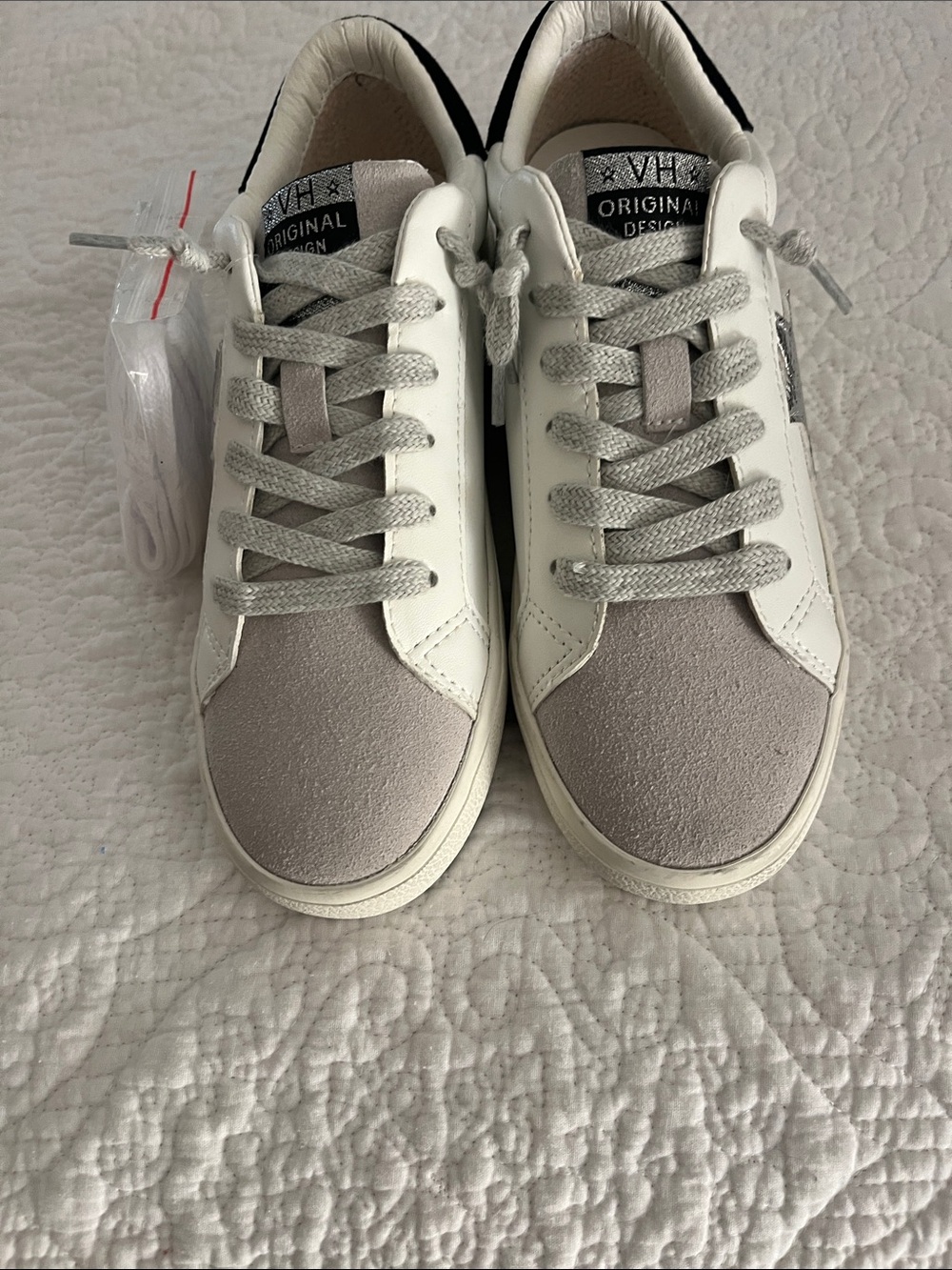 Vintage Kids White and Light Gray Sneakers